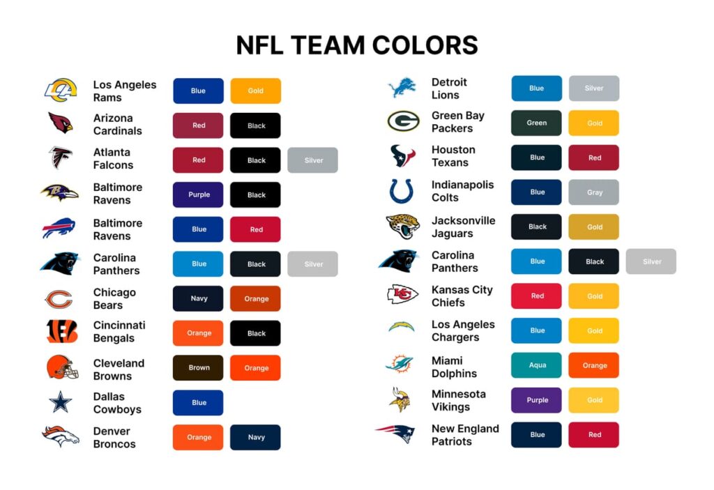 NFL Team Color Codes